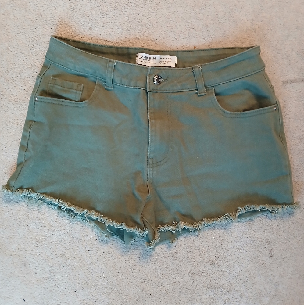 🤯 2/$15 Primark Army Green Cotton Jean Shorts Size 8